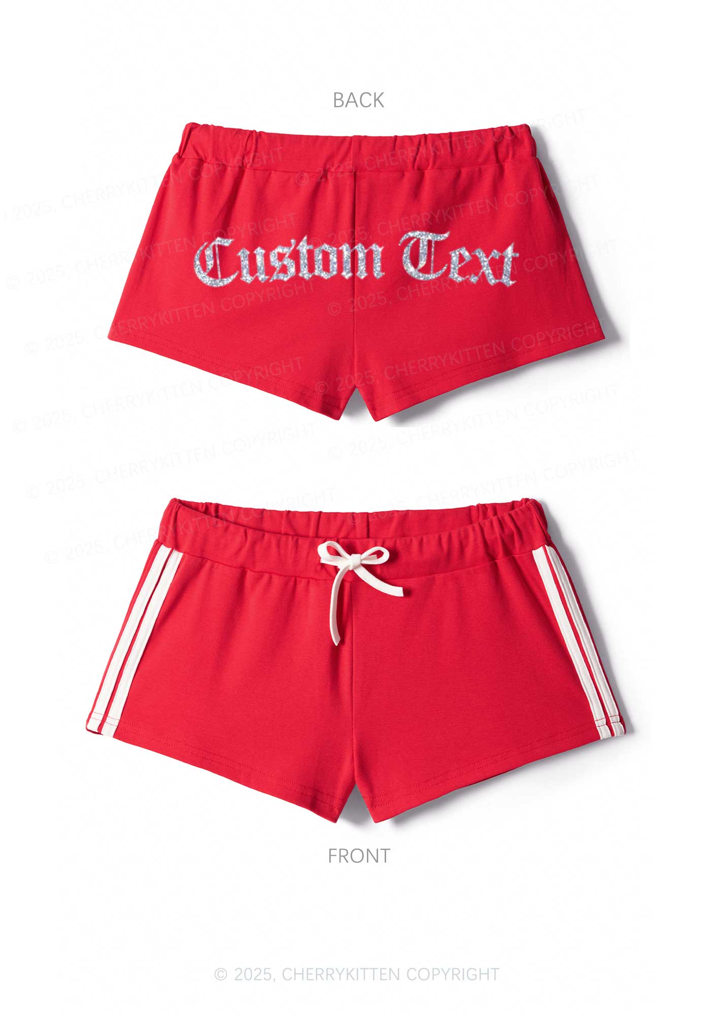 Custom Text Glitter Y2K Drawstring Mini Shorts Cherrykitten