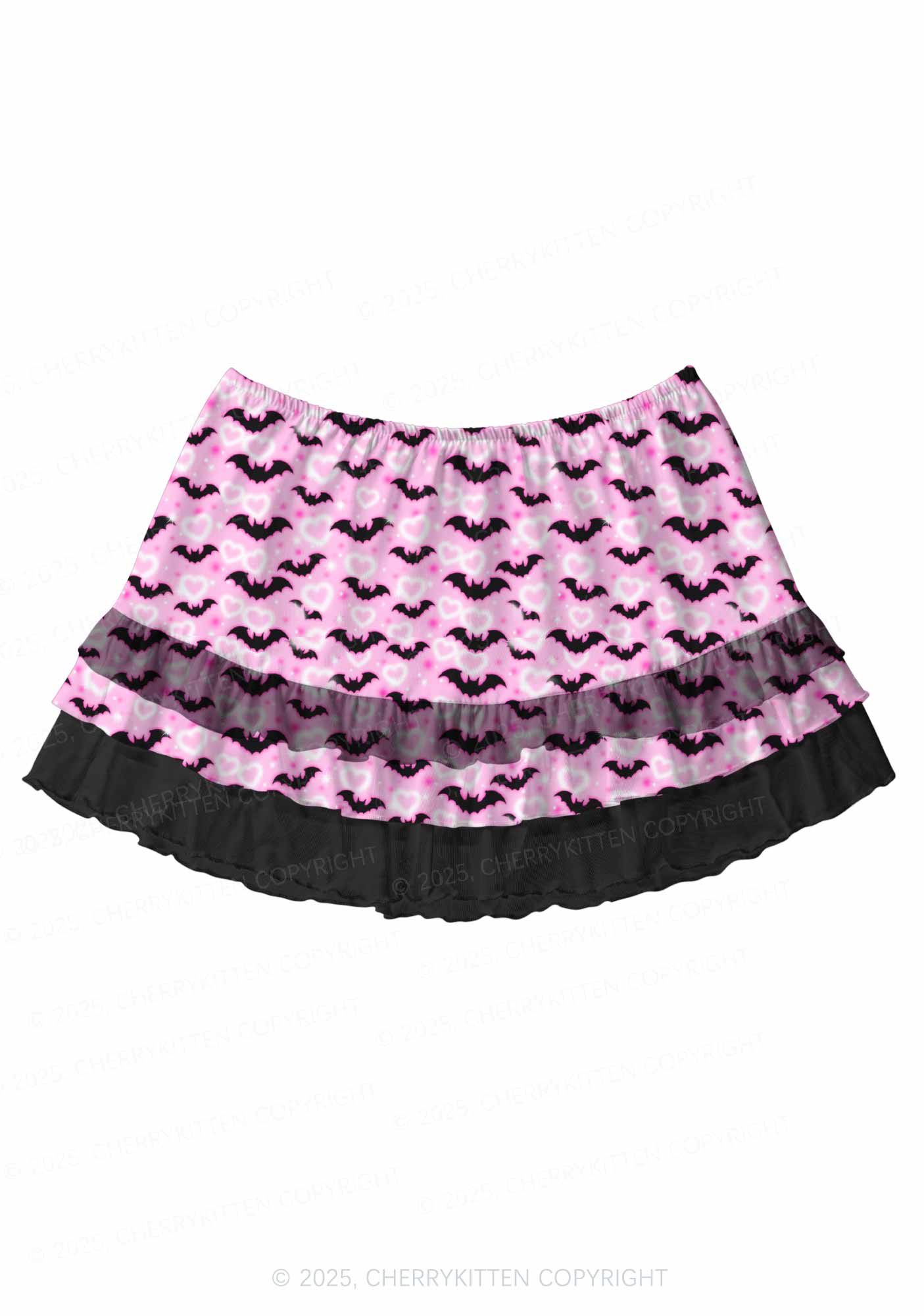 Bat Princess Valentine's Day Y2K Print Mini Layered Skirt Cherrykitten