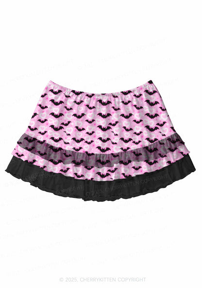Bat Princess Valentine's Day Y2K Print Mini Layered Skirt Cherrykitten
