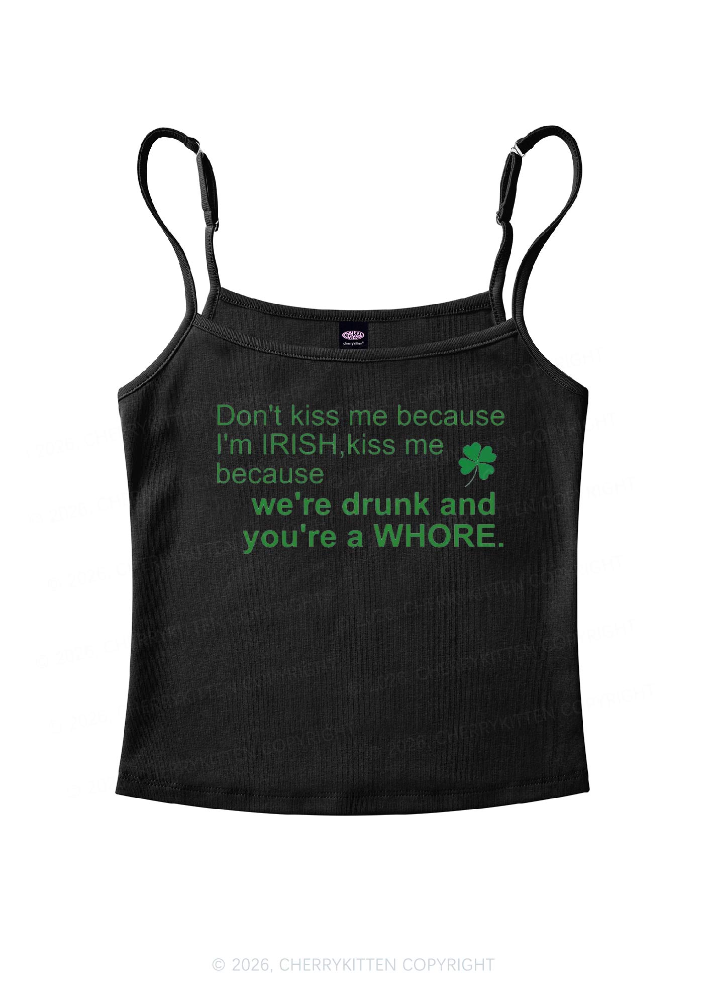 Drunk And Hore St Patricks Y2K Spaghetti Strap Cami Cherrykitten