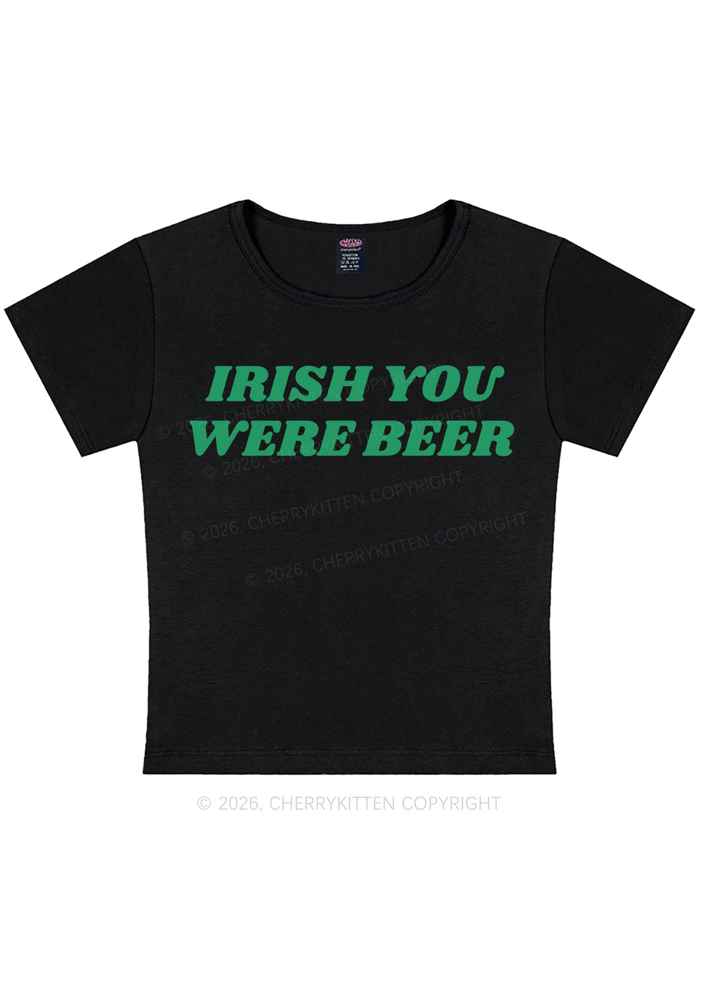 Irish You Were Beer St Patricks Y2K Baby Tee Cherrykitten