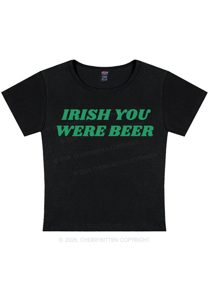 Irish You Were Beer St Patricks Y2K Baby Tee Cherrykitten