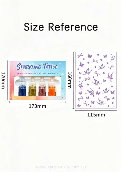 Sparking Tattoo Sticker Kit Y2K Temporary Tattoo Cherrykitten