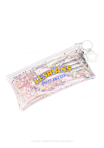 Lesbians Do It Better Pride Y2K Quicksand Transparent Pencil Pouch Cherrykitten