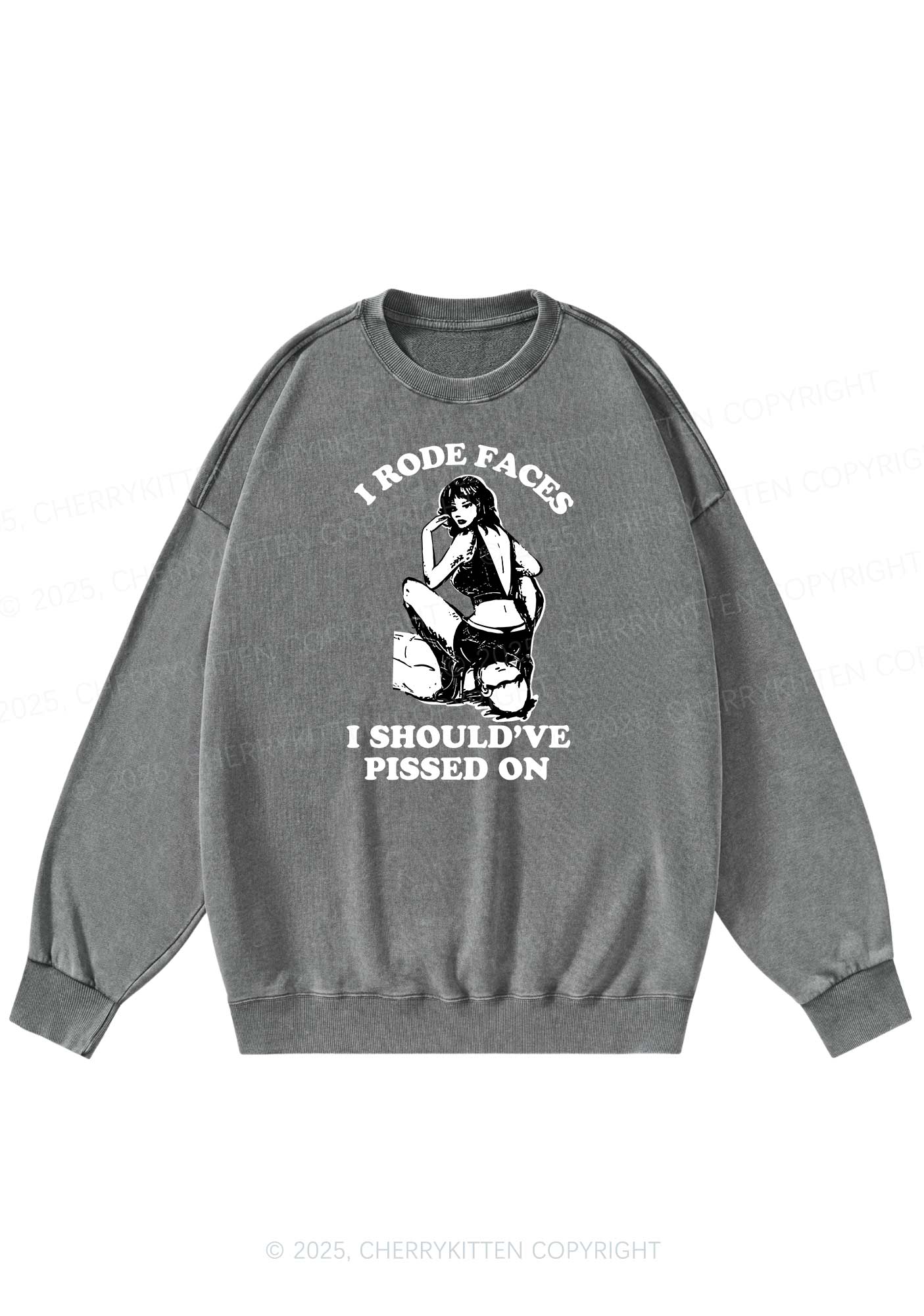 I Rode Faces Y2K Washed Sweatshirts Cherrykitten