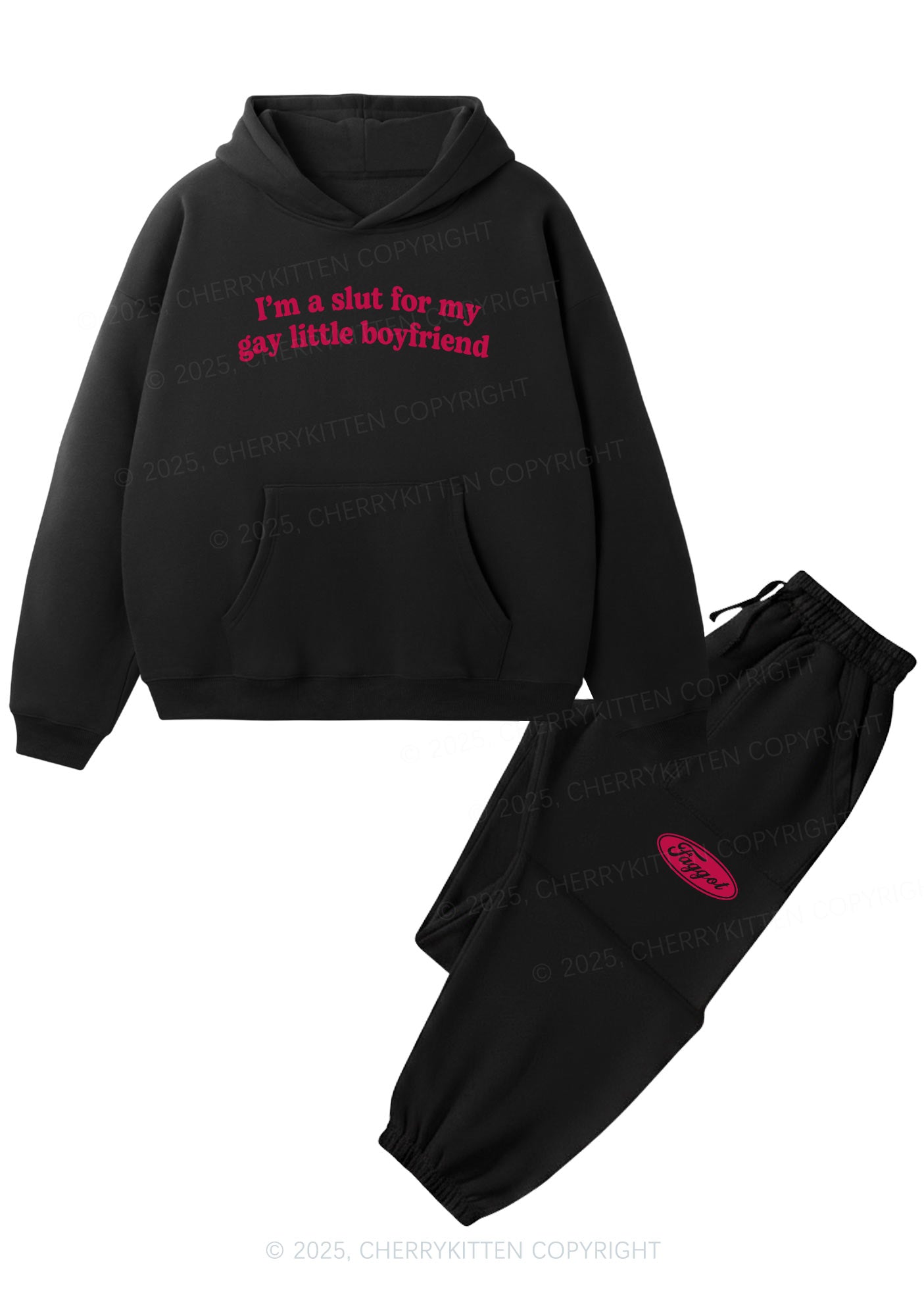 Slxt For My Gay BF Y2K Fleece Hoodie Set Cherrykitten