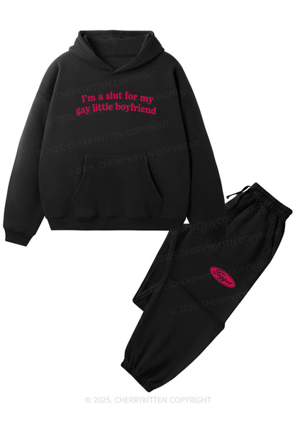 Slxt For My Gay BF Y2K Fleece Hoodie Set Cherrykitten