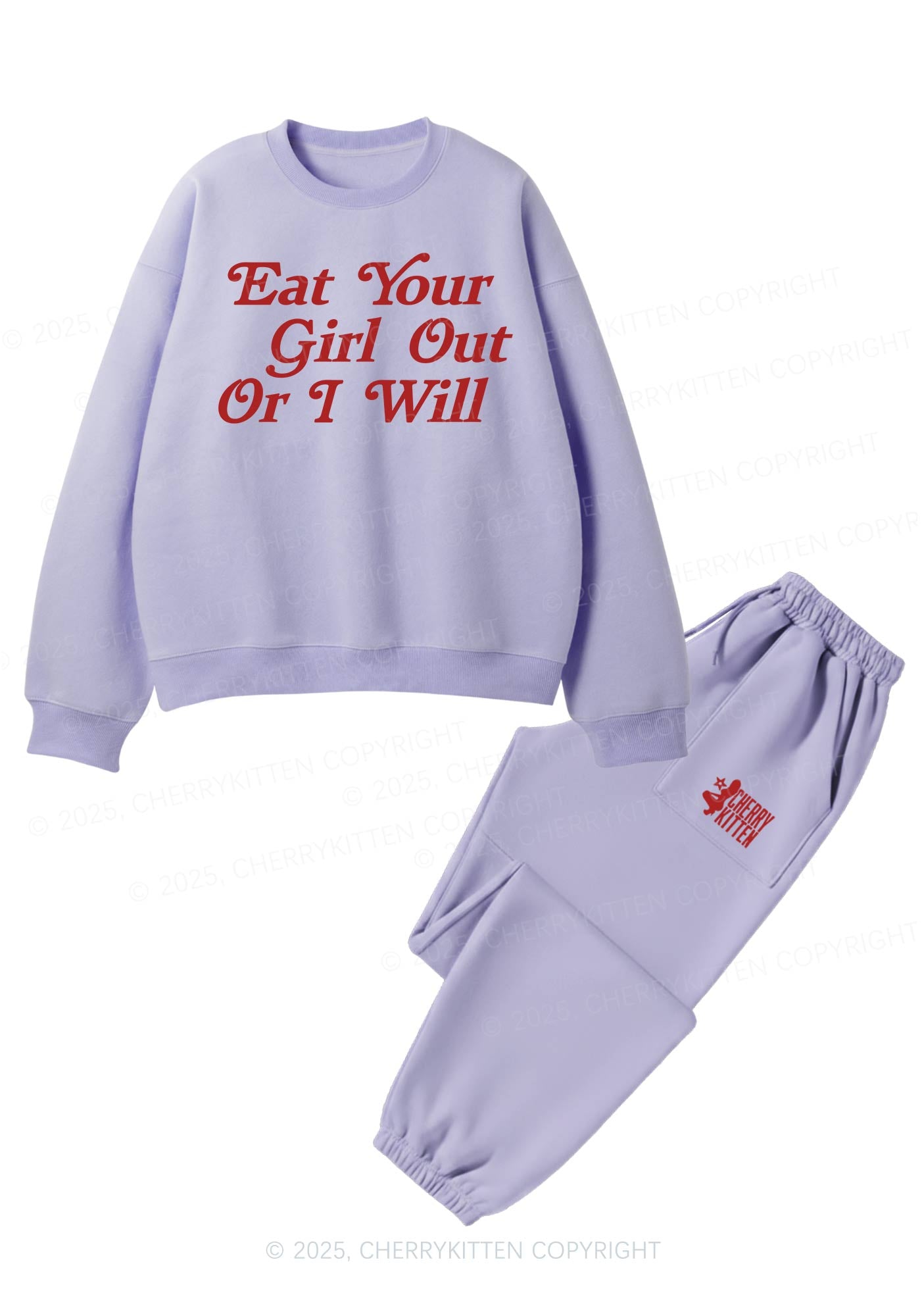 Eat Your Girl Out Pride Y2K Fleece Sweatshirts Set Cherrykitten