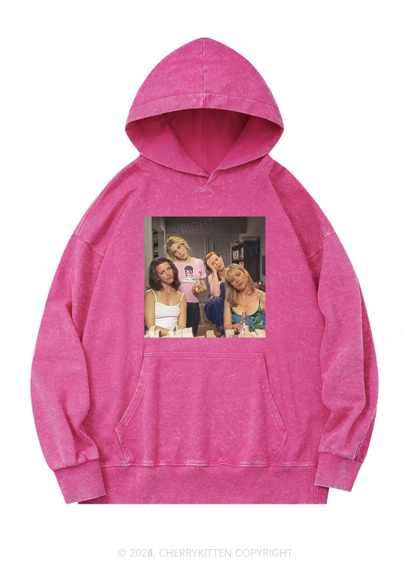 Girl Puzzled Y2K Washed Hoodie Cherrykitten