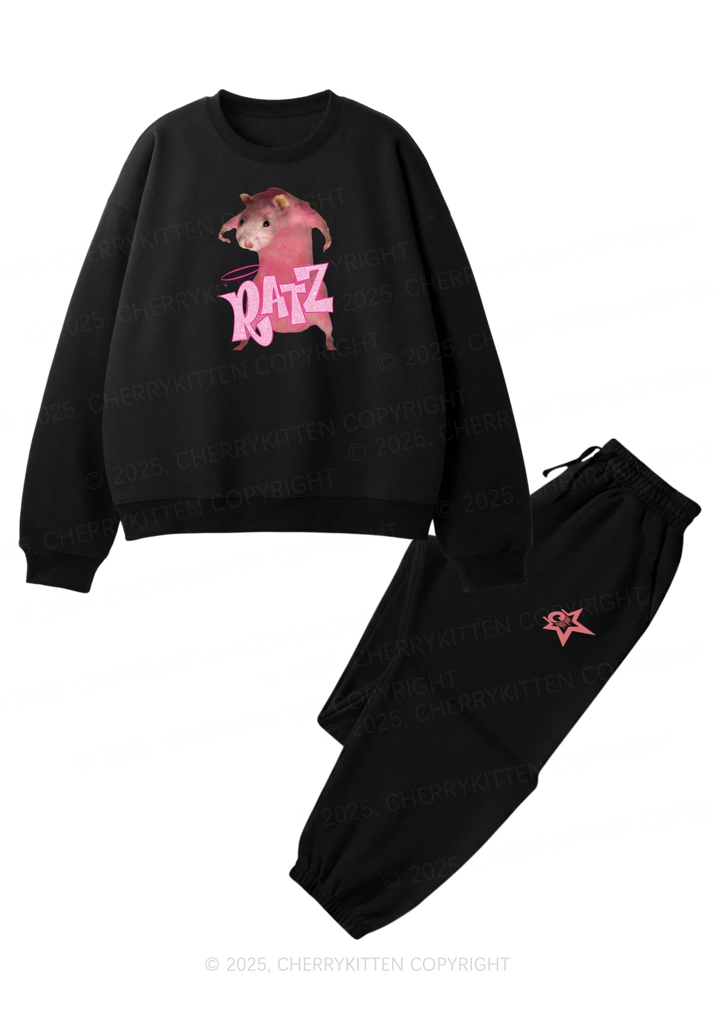 Pink Ratz Y2K Fleece Sweatshirts Set Cherrykitten