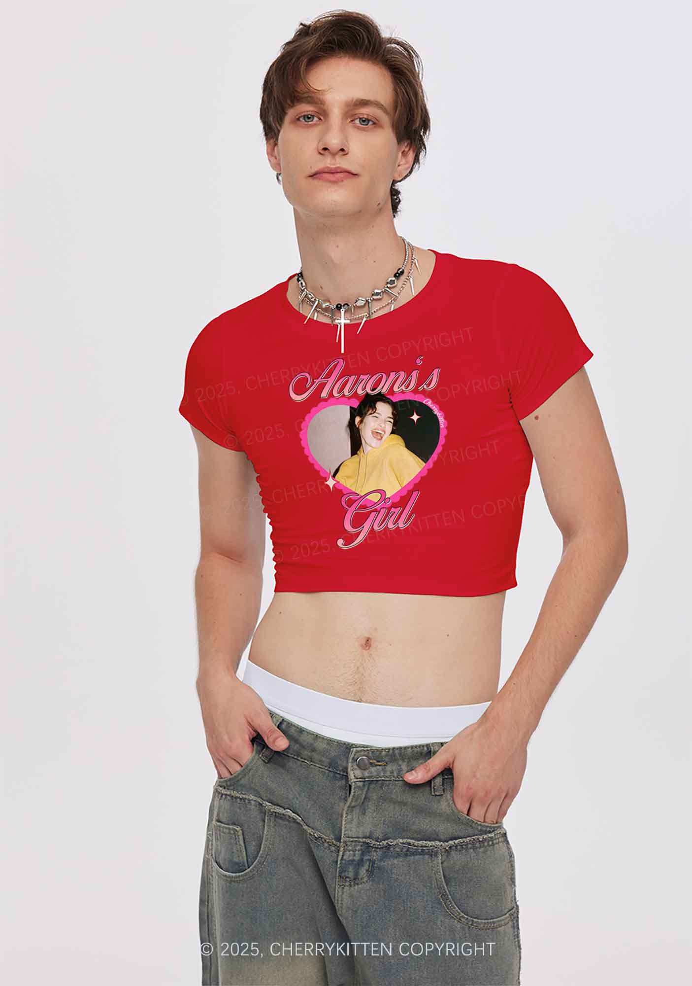 Custom Photo Heart Graphic Y2K Valentine's Day Couple Shirt Cherrykitten
