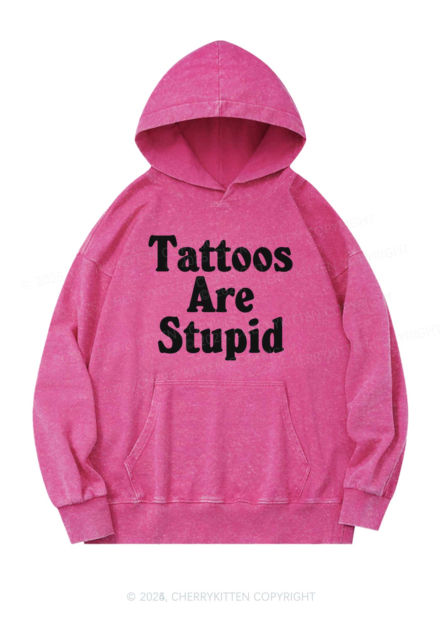 Tattoos Are Stupid Y2K Washed Hoodie Cherrykitten