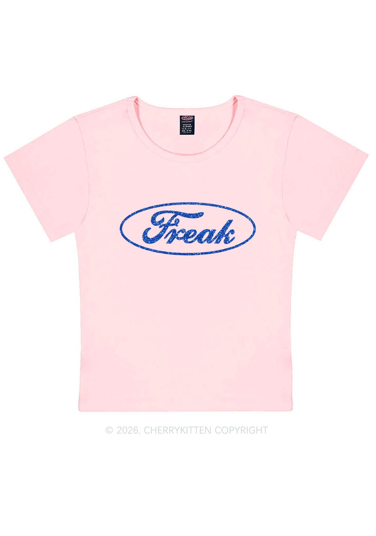 Glitter Oval Freak Y2K Baby Tee Cherrykitten