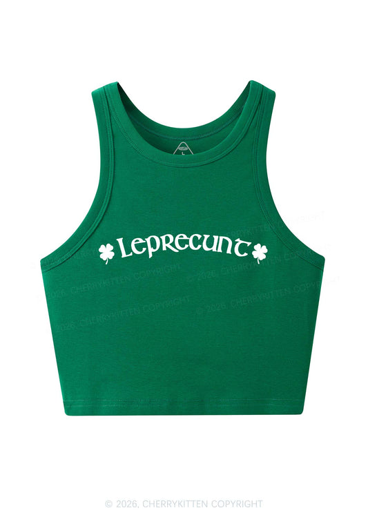 Leprecunt St Patricks Y2K Crop Tank Top Cherrykitten