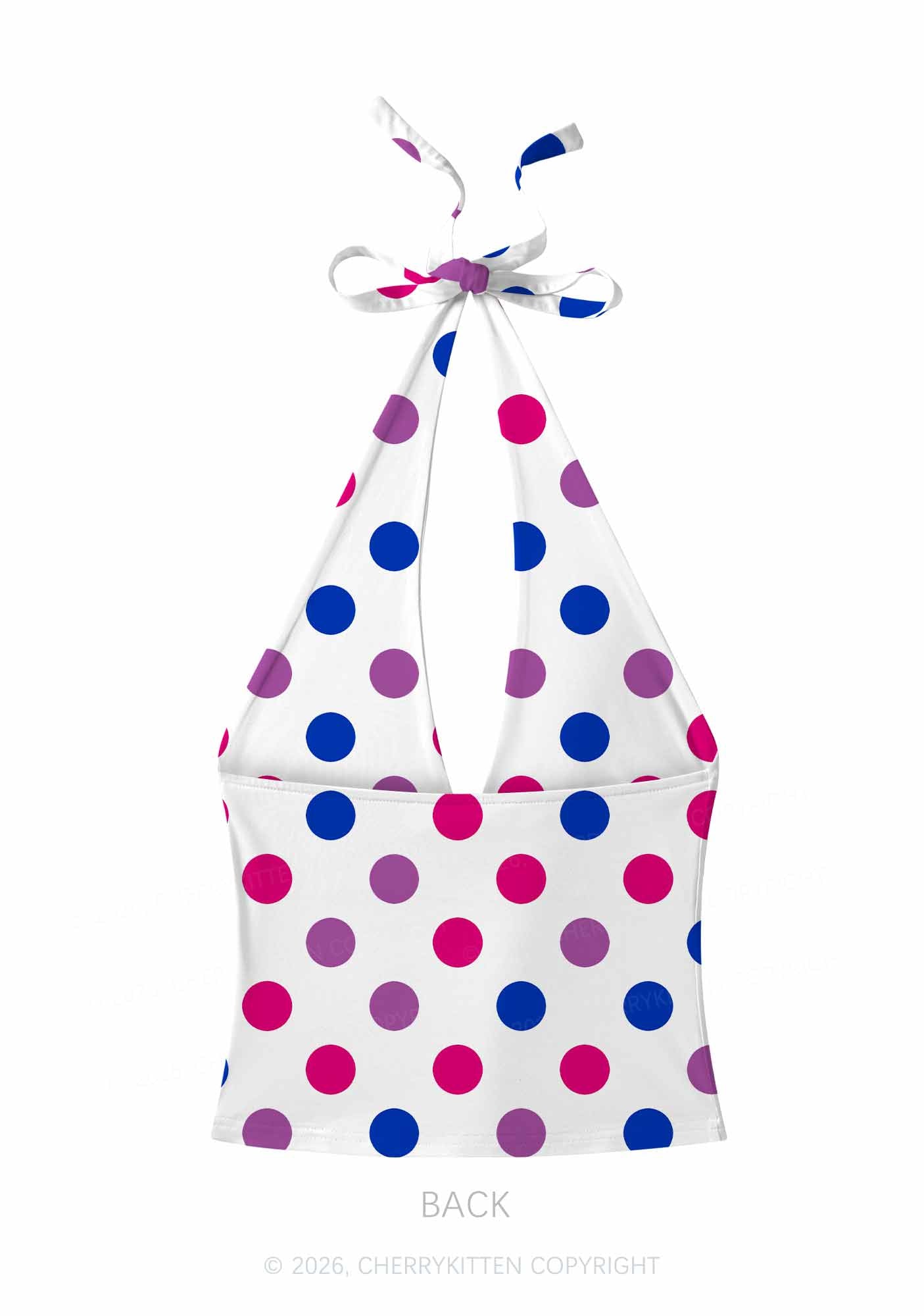 Bisexual Dots On White Pride Y2K Print Halter Deep V Neck Cami Cherrykitten