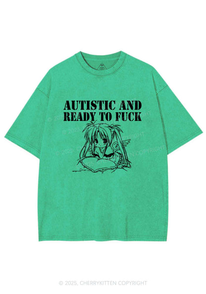 Autistic Ready To Fxxk Y2K Shirts Washed Tee Cherrykitten