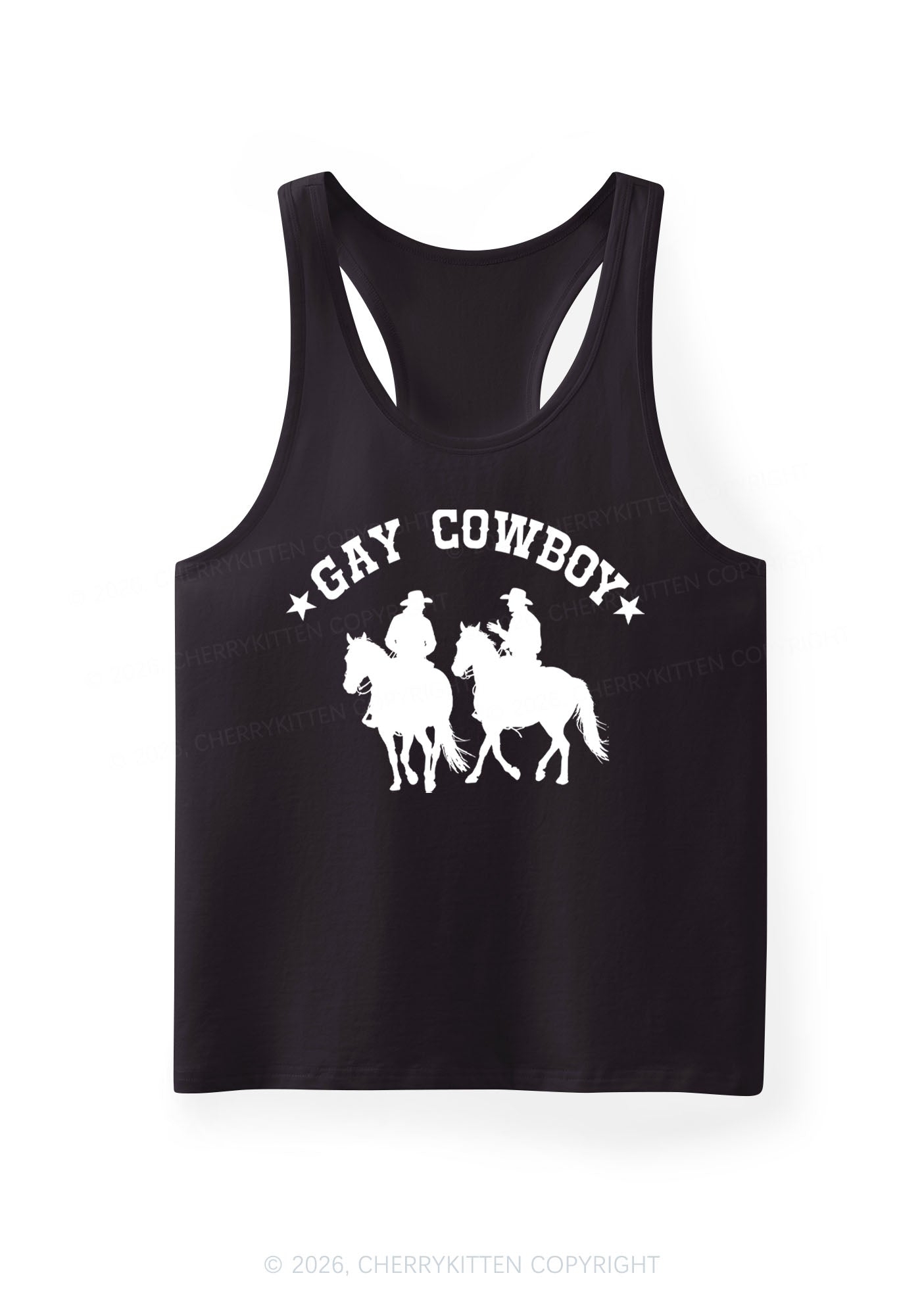 Gay Cowboy Pride Y2K Men Racerback Tank Top Cherrykitten
