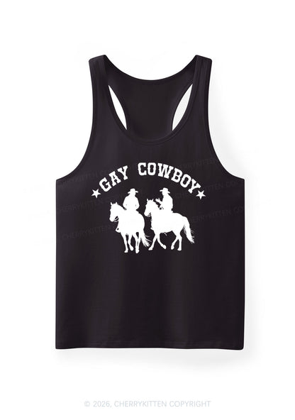 Gay Cowboy Pride Y2K Men Racerback Tank Top Cherrykitten