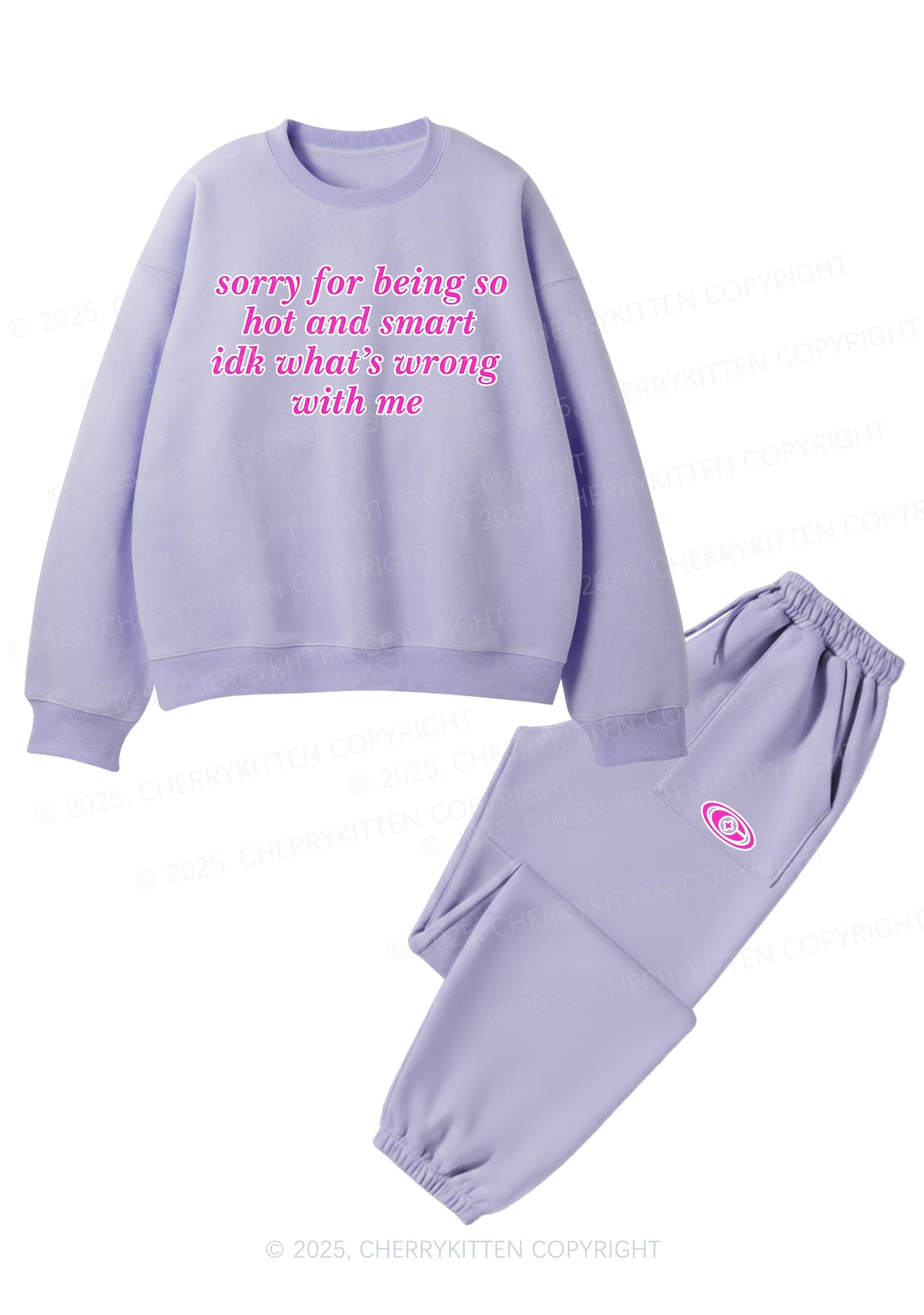 Sorry For Being So Smart Y2K Fleece Sweatshirts Set Cherrykitten