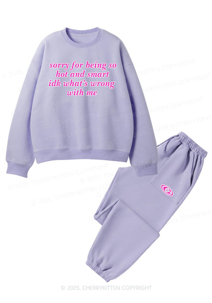 Sorry For Being So Smart Y2K Fleece Sweatshirts Set Cherrykitten