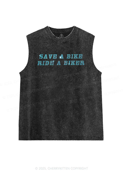Rhinestone Save Bike Ride Biker Y2K Washed Muscle Tank Cherrykitten