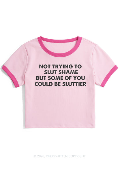Not Trying To Slxt Shame Y2K Ringer Tee Cherrykitten