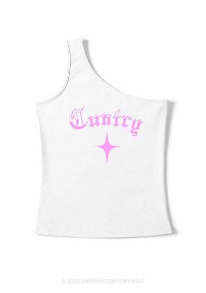 Cuntry Y2K One Shoulder Tank Top Cherrykitten