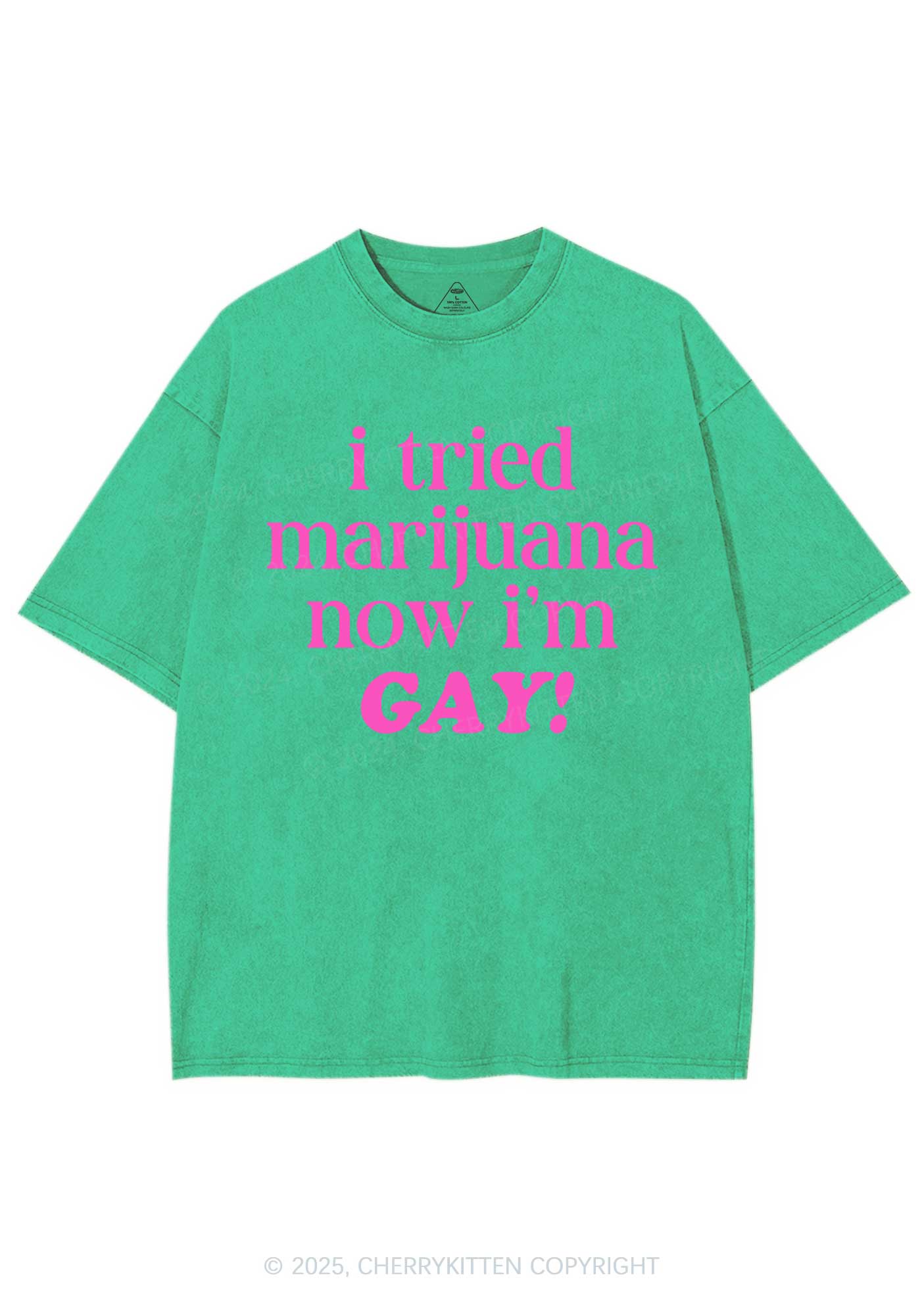 Now Im Gay Y2K Shirts Washed Tee Cherrykitten