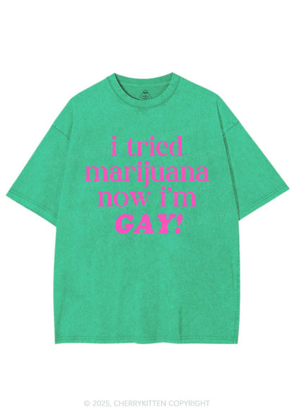 Now Im Gay Y2K Shirts Washed Tee Cherrykitten