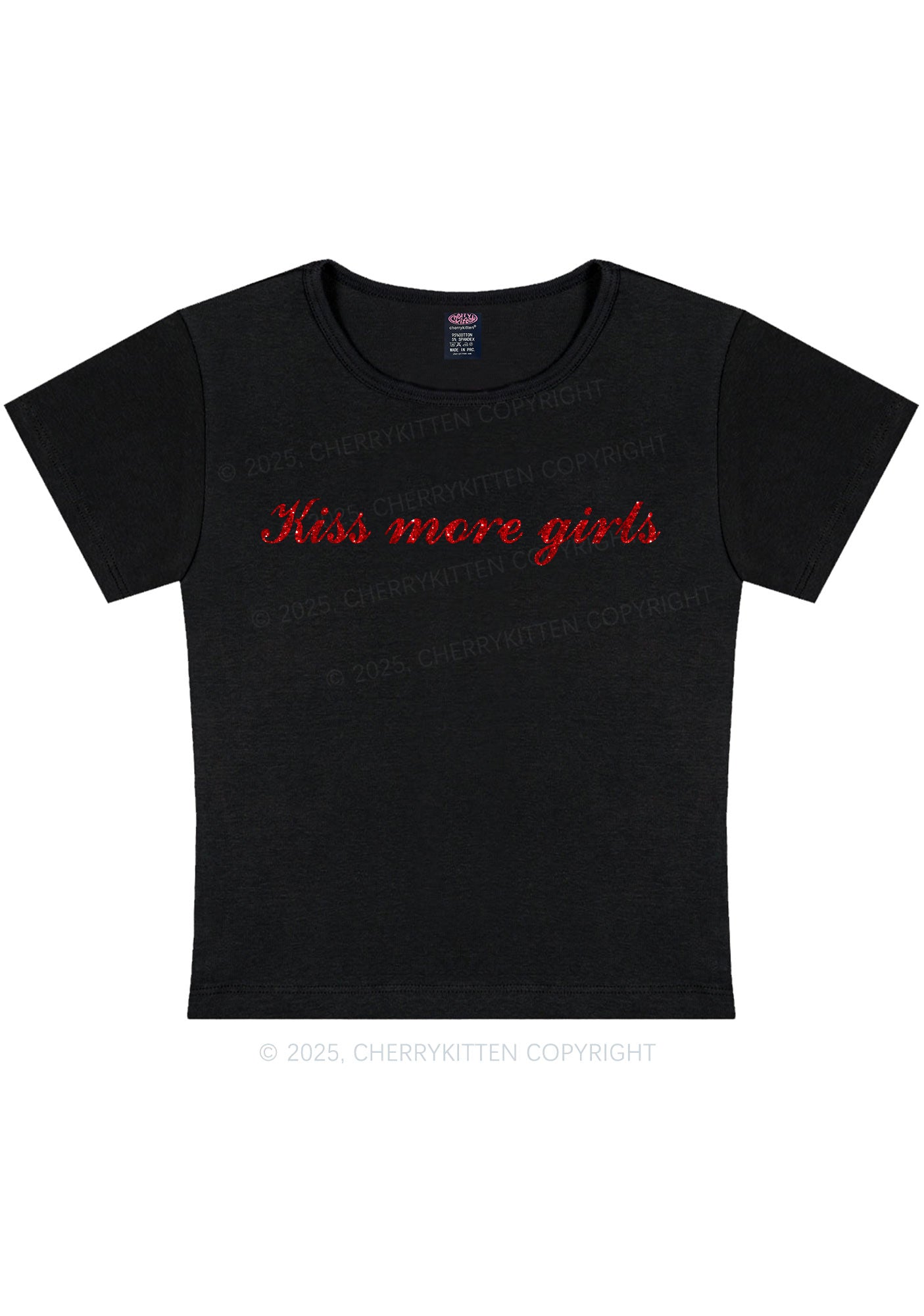 Glitter Kiss More Girls Pride Y2K Baby Tee Cherrykitten