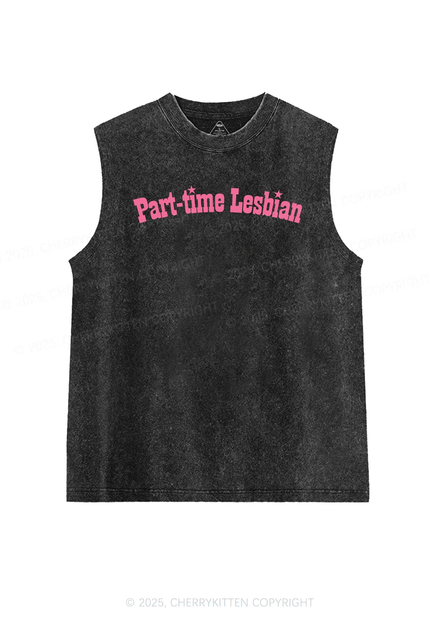 Part Time Lesbian Pride Y2K Washed Muscle Tank Cherrykitten