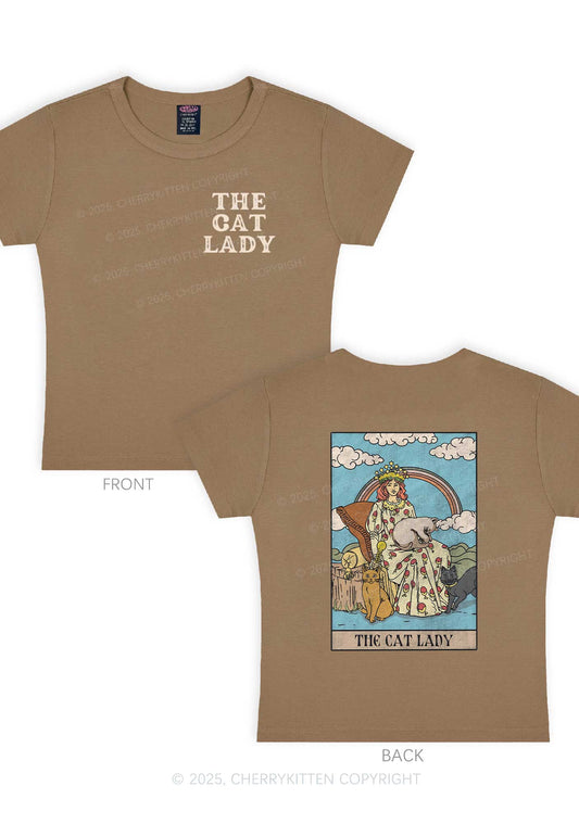 The Cat Lady Two Sides Y2K Baby Tee Cherrykitten