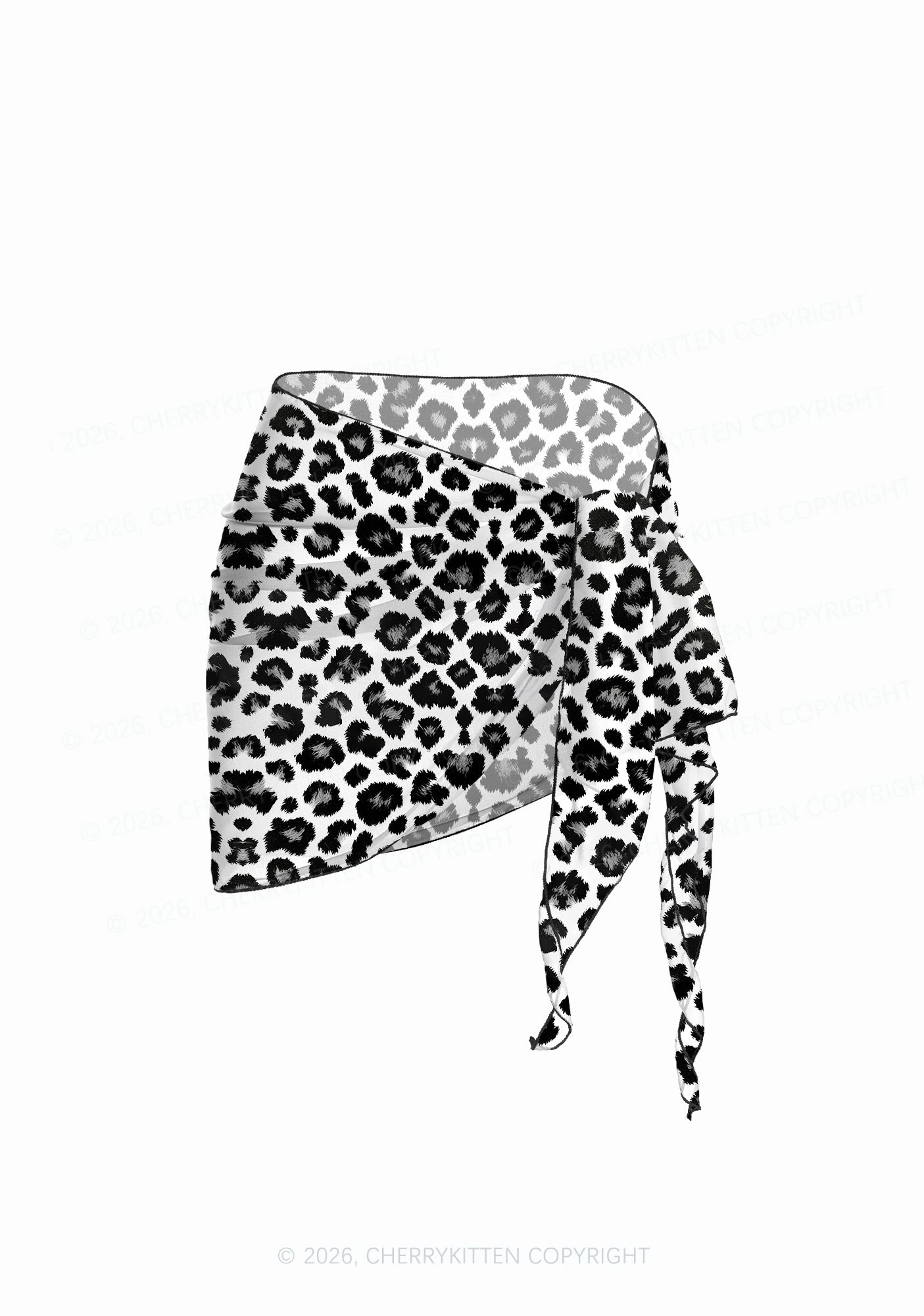 Black White Leopard Y2K Print Bikini Set Cherrykitten