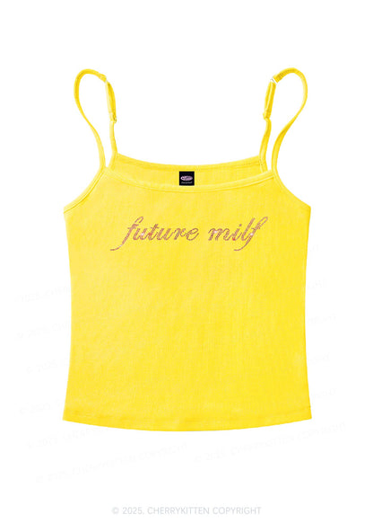 Rhinestone Pink Future Mxxf Y2K Spaghetti Strap Cami Cherrykitten
