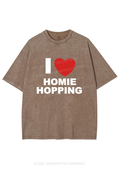 I Love Homie Hopping Y2K Shirts Washed Tee Cherrykitten
