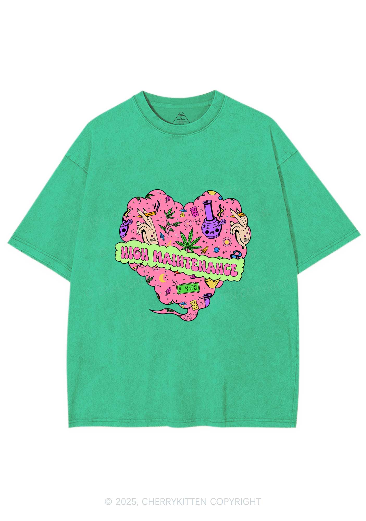High Maintenance Heart Y2K Washed Tee Cherrykitten