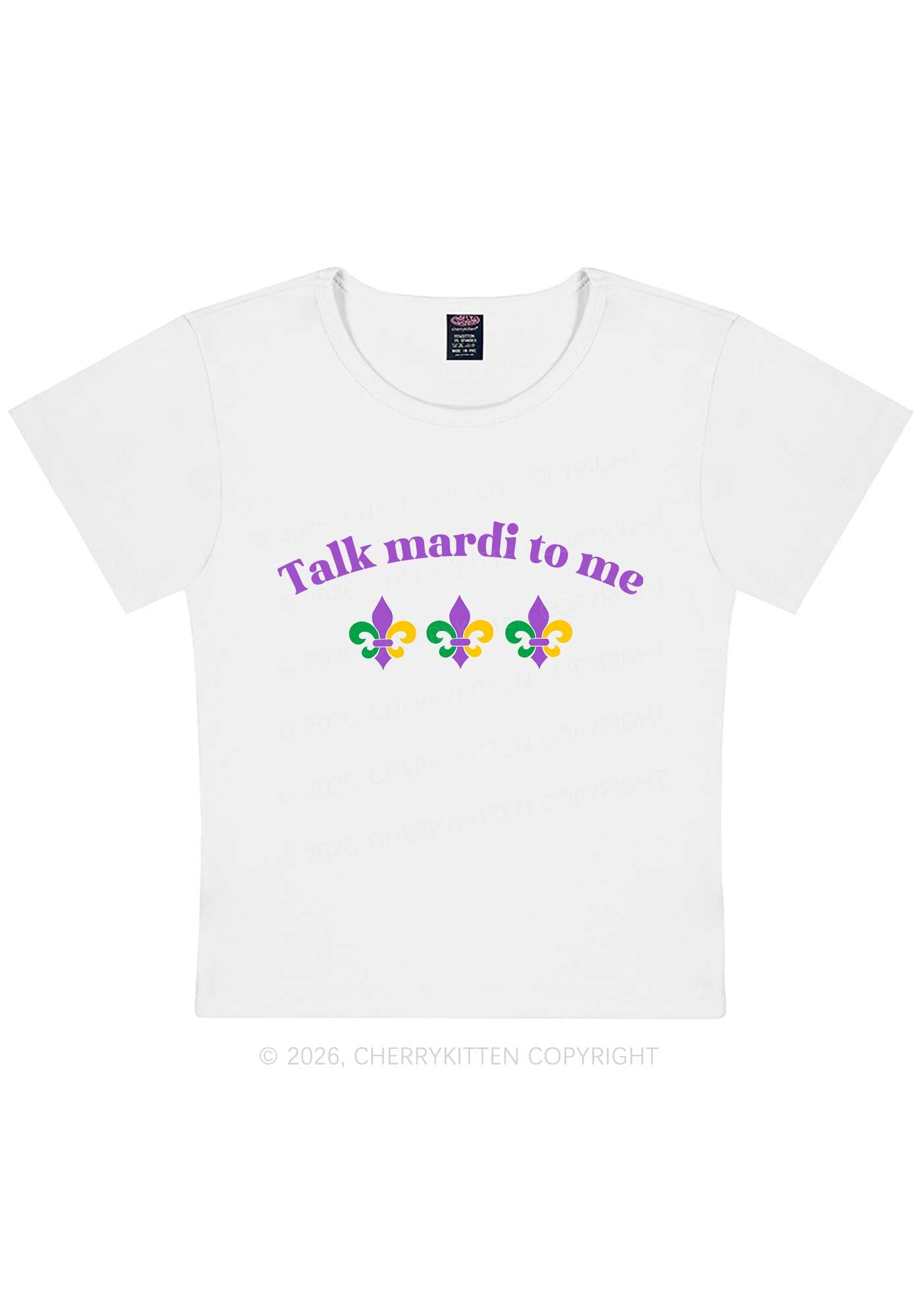 Talk Mardi To Me Y2K Baby Tee Cherrykitten