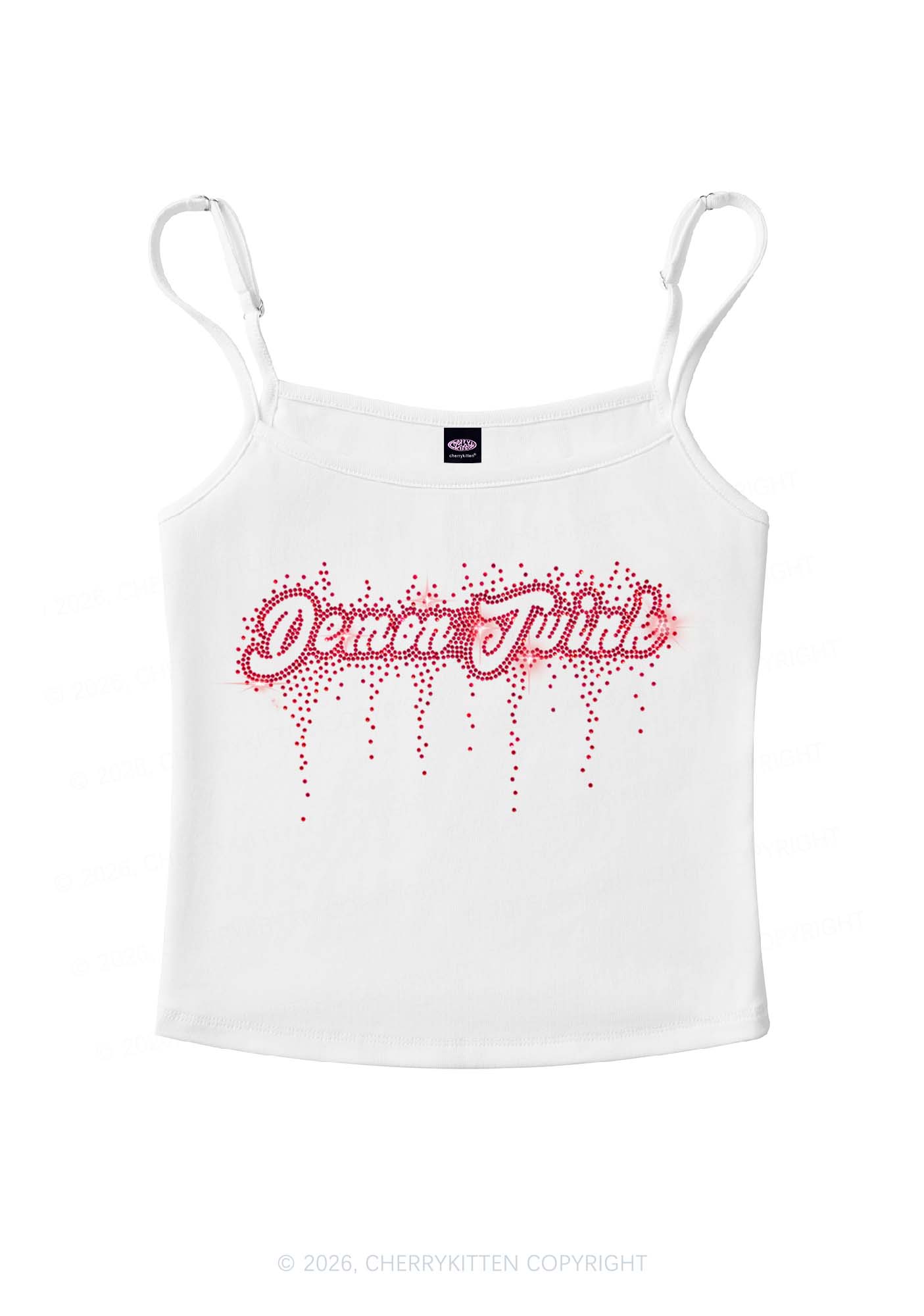 Rhinestone Demon Twink Pride Y2K Spaghetti Strap Cami Cherrykitten