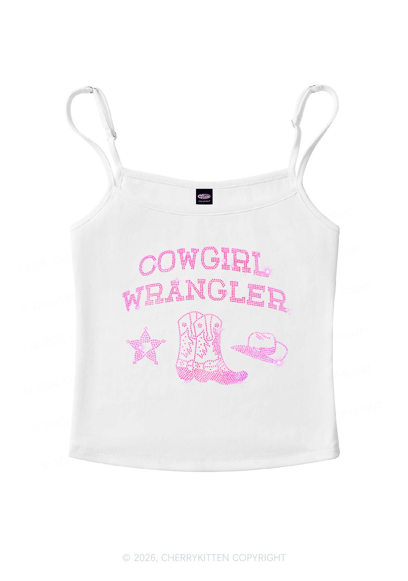 Rhinestone Cowgirl Wrangler Boots Pride Y2K Spaghetti Strap Cami Cherrykitten