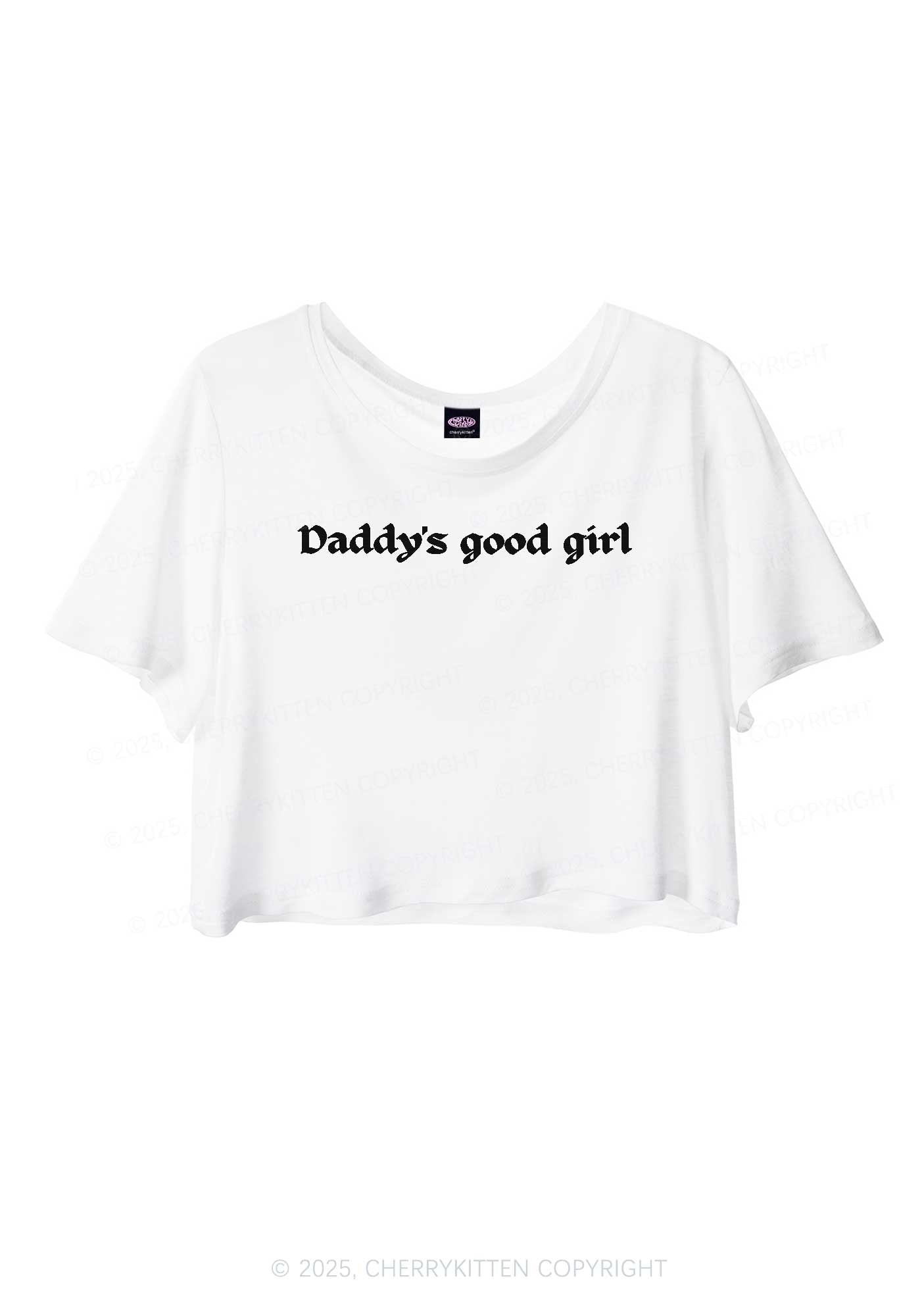 Daddys Good Girl Y2K Sheer Crop Tee Cherrykitten