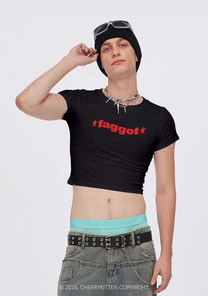 Red Faggot Pride Y2K Baby Tee Cherrykitten