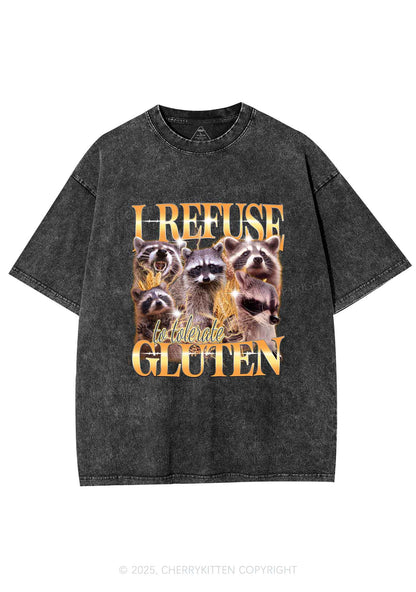 Raccoons Refuse Tolerate Gluten Y2K Shirts Washed Tee Cherrykitten