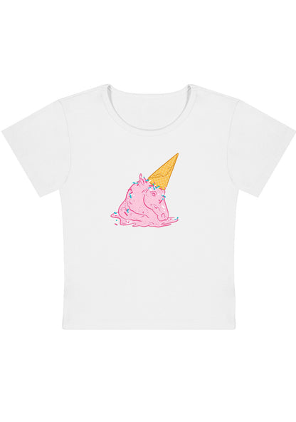Curvy Pink Ice Cream Horse Baby Tee