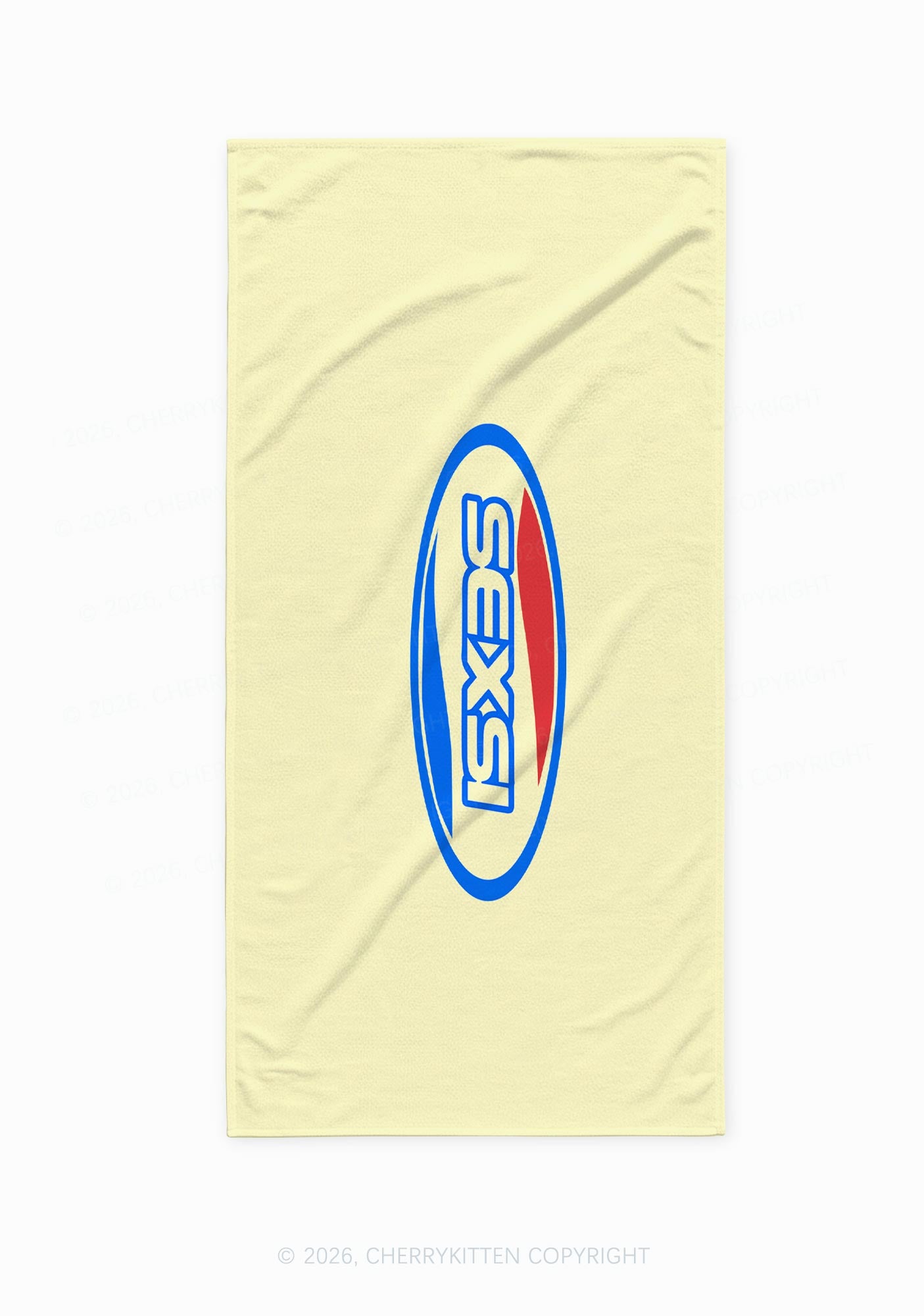 Pale Yellow Sexsi Y2K Beach Towel Cherrykitten
