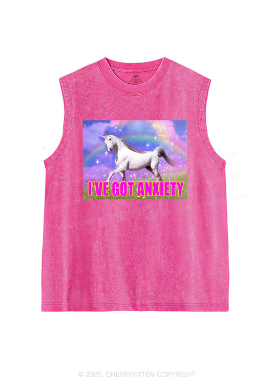 I've Got Anxiety Y2K Washed Muscle Tank Cherrykitten
