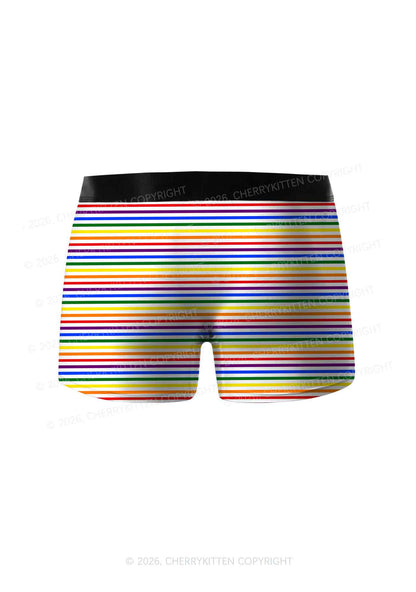 Rainbow Stripes Pride Y2K Print Men Boxer Briefs Cherrykitten