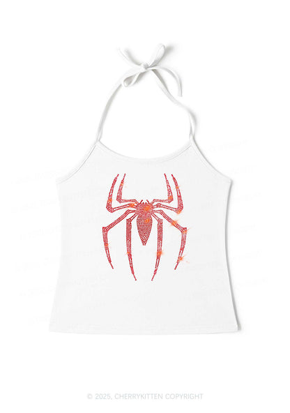 Rhinestone Red Spider Y2K Halter Neck Cami Cherrykitten