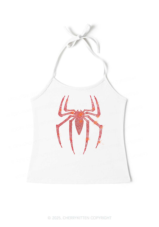 Rhinestone Red Spider Y2K Halter Neck Cami Cherrykitten