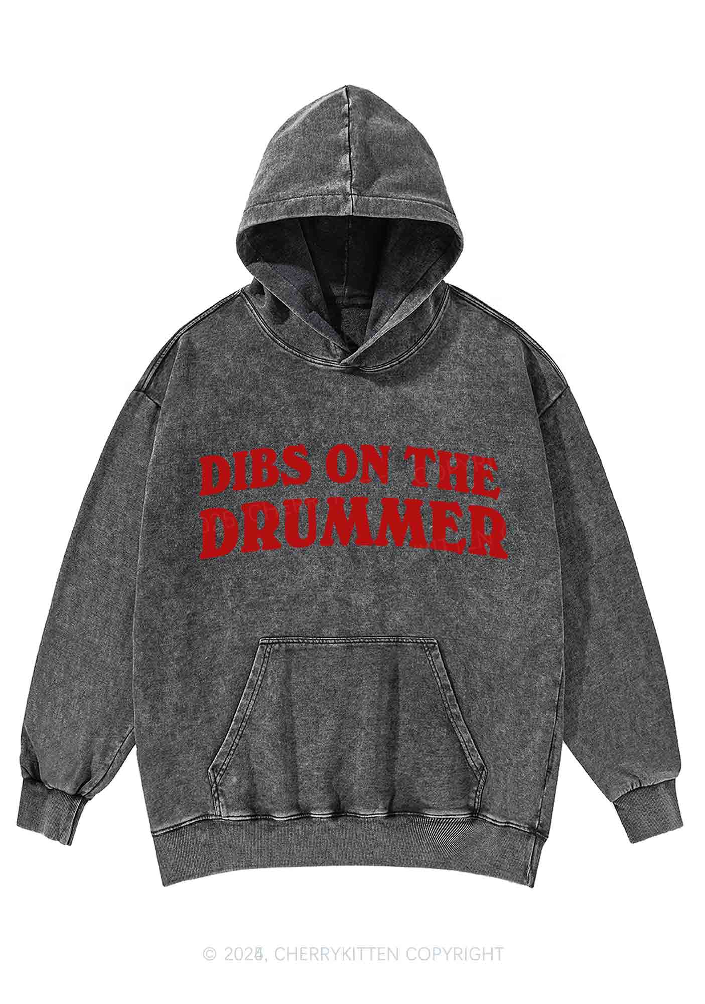 Dibs On The Drummer Y2K Washed Hoodie Cherrykitten
