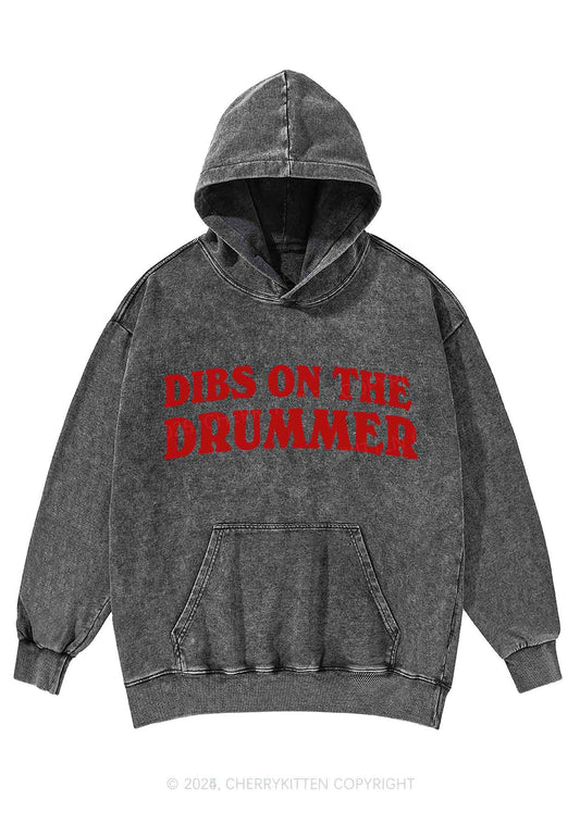 Dibs On The Drummer Y2K Washed Hoodie Cherrykitten